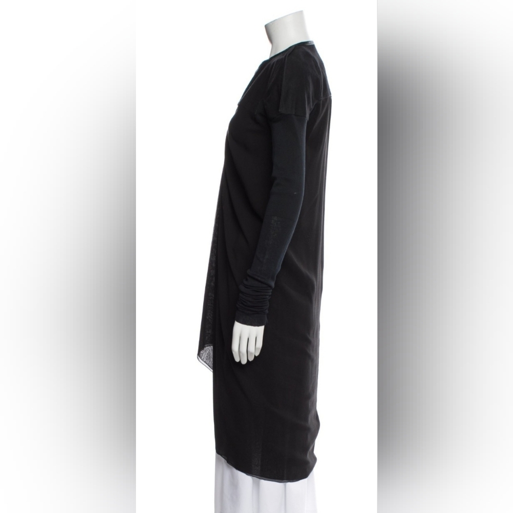 Rick Owens Black Long-Sleeve Draped Midi Dress - Picture 2 of 6